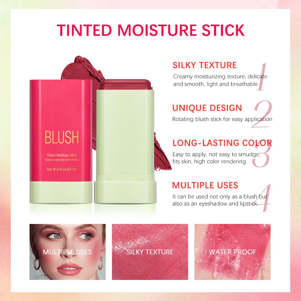paminify blush stick applying to cheek demonstrating natural flush and easy blending