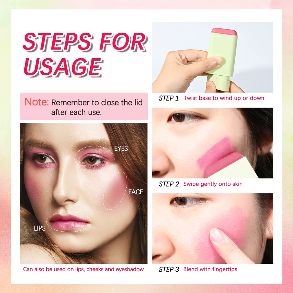 paminify blush stick in a travel scene beside mirror ideal for quick touch-ups on the go