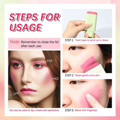 paminify blush stick in a travel scene beside mirror ideal for quick touch-ups on the go
