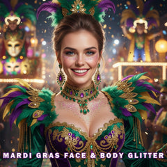 paminify model in rave outfit with long-lasting glitter for stage presence