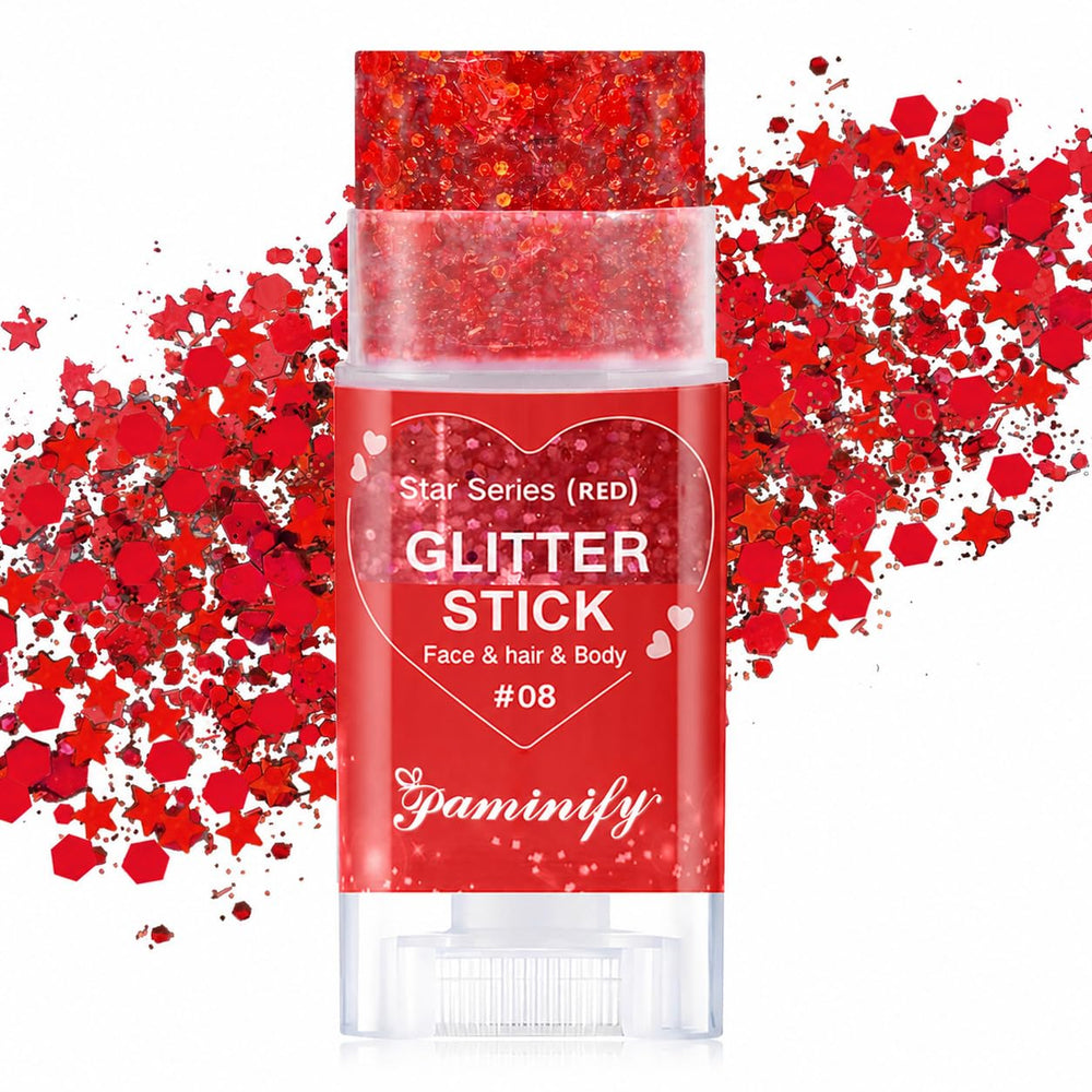 paminify front packaging showing red glitter stick and benefits