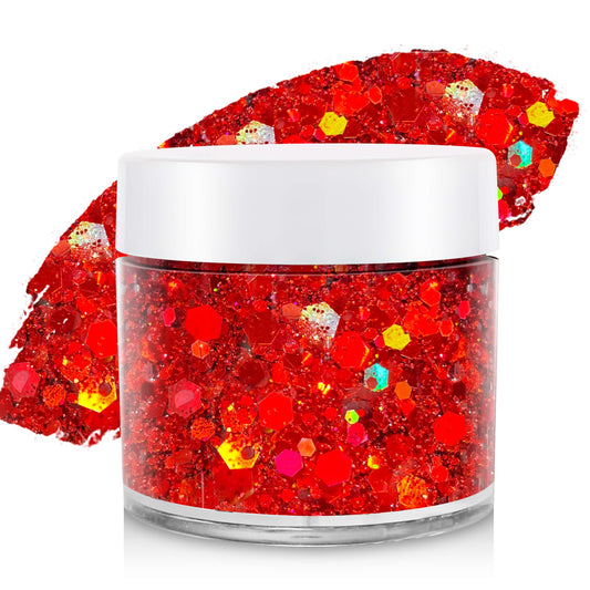 paminify front packaging showing bold red holographic glitter, perfect for parties