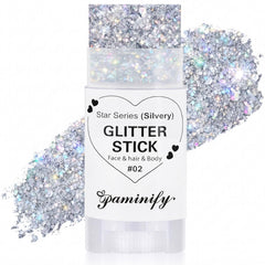 paminify front packaging showing silver glitter stick and compact design for travel