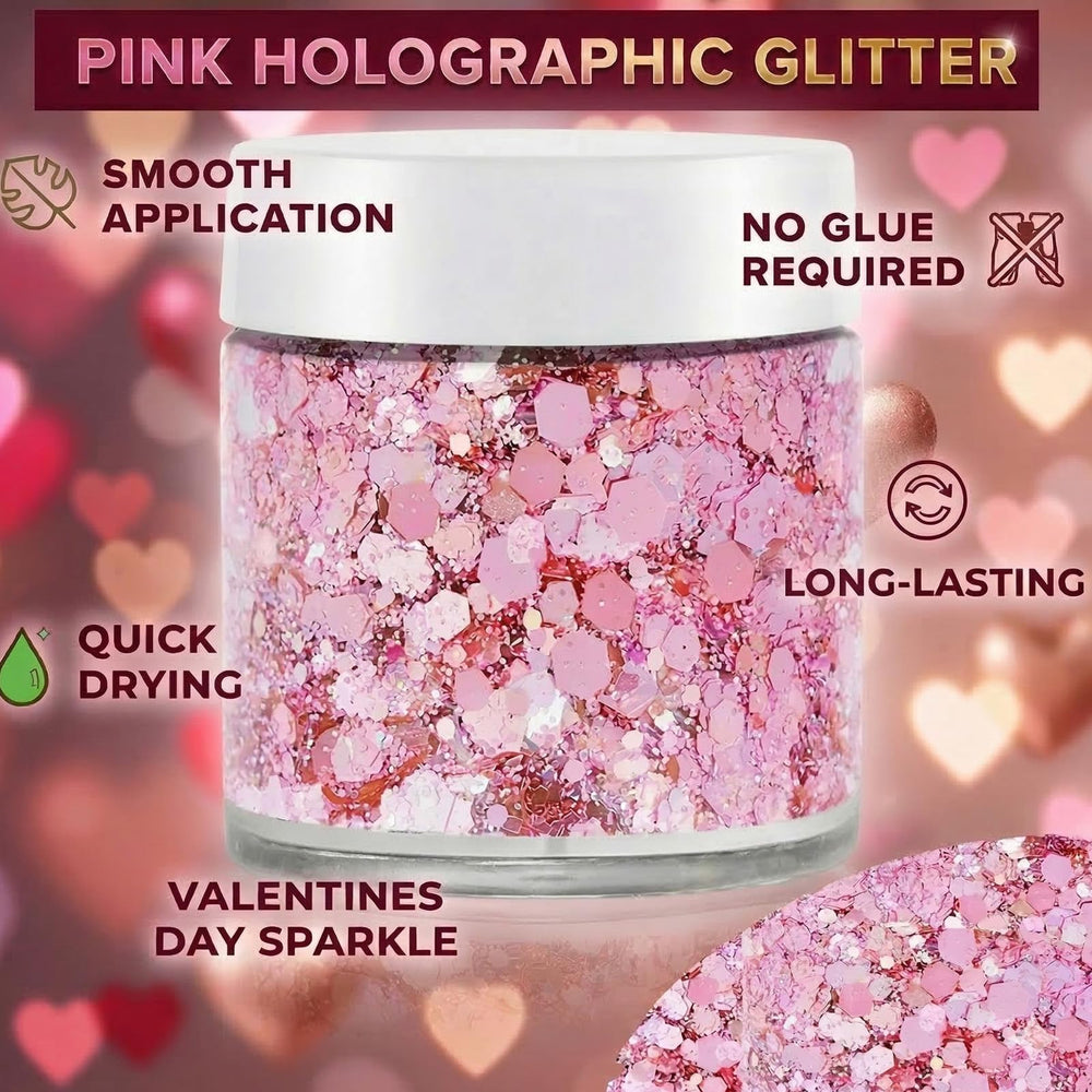 paminify glitter applied to hair roots creating vibrant reflective streaks
