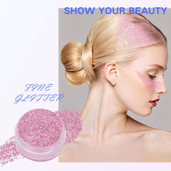 paminify hair part highlight example showing glitter applied at roots for creative styling