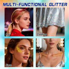 paminify glitter in hair parting adding vivid blue shine and festival flair