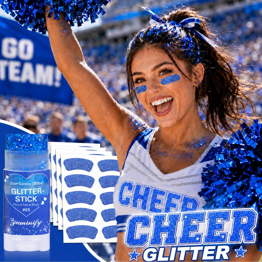paminify blue glitter streak in hair showing vibrant team-color effect
