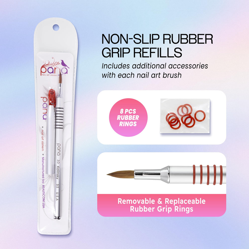 PANA brush next to ruler showing measurements for size #5 precision