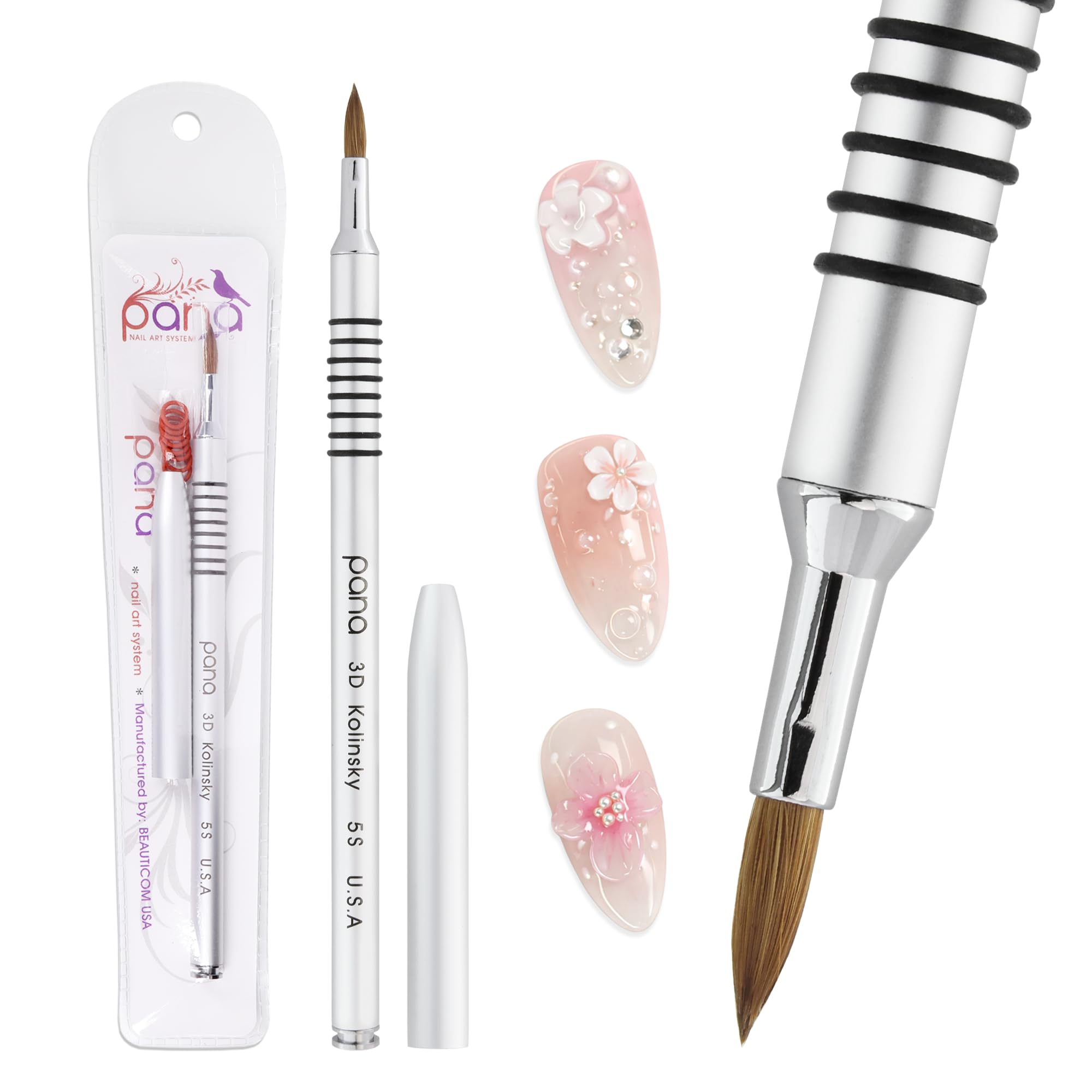 PANA close-up of Kolinsky bristles highlighting fine tip for precise nail detail