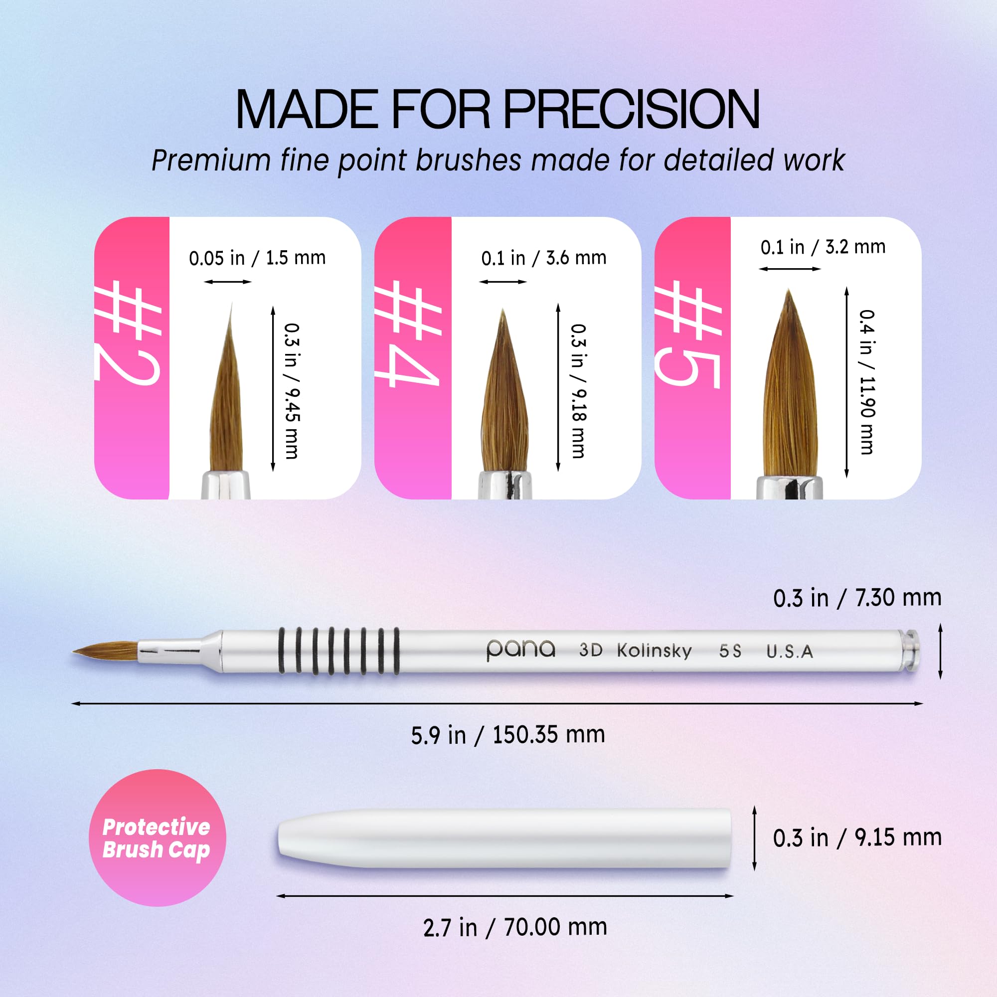 PANA brush with metal cap attached protecting bristles for travel and storage