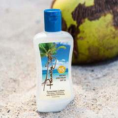 Panama Jack lotion in hand being smoothed onto skin, quick absorption benefit