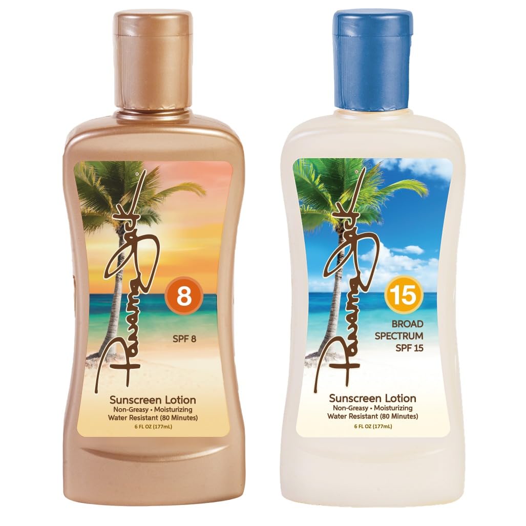 Panama Jack bottles on a sandy beach towel, lifestyle use for outdoor days