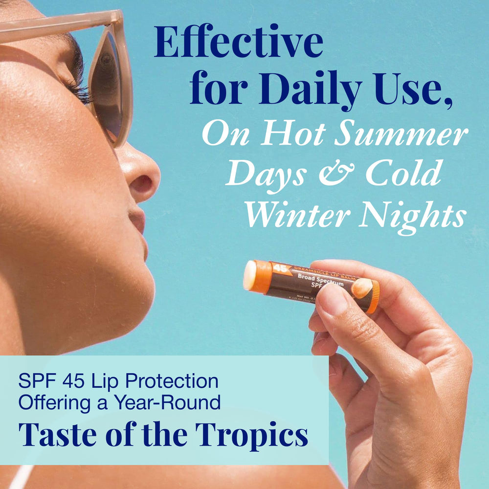 Panama Jack Dreamsicle applying balm to lips for soothing hydration