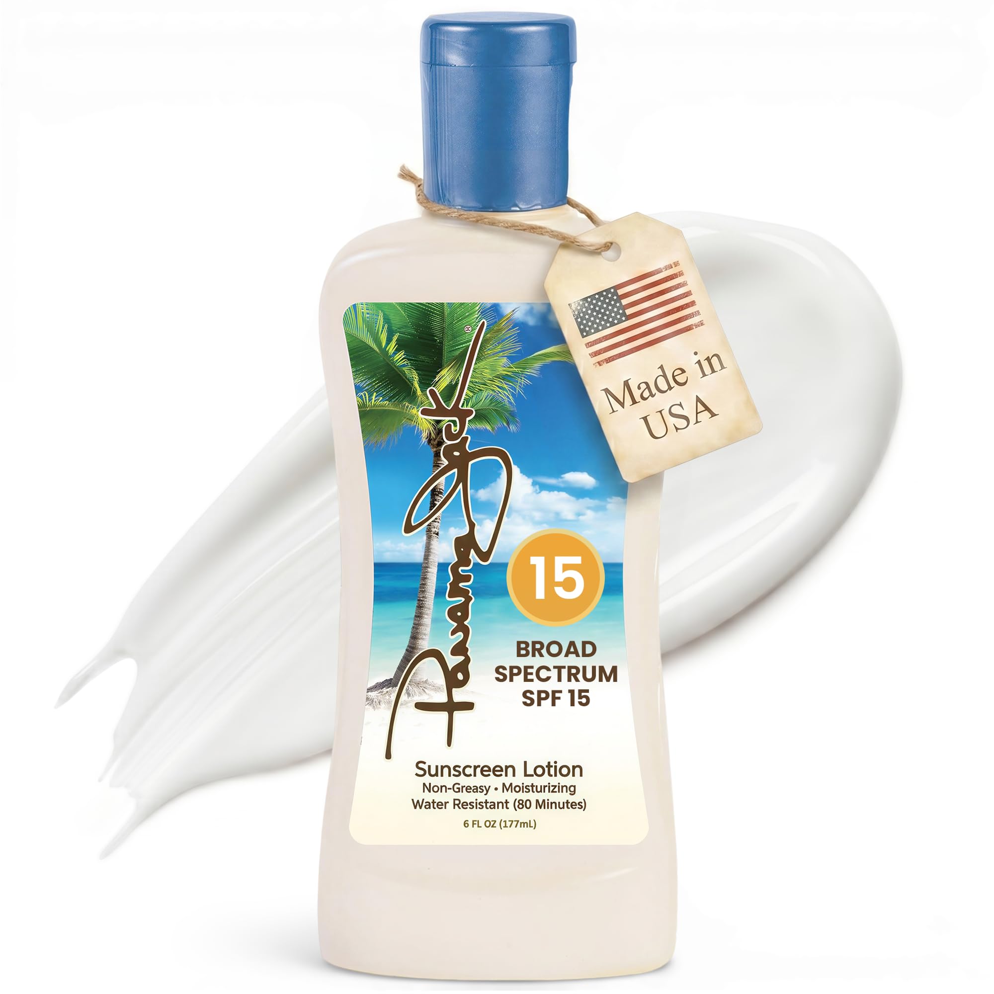 Panama Jack front packaging showing 6 fl oz bottle and SPF 15 protection