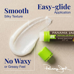 Panama Jack lip balm in hand for scale and portable sun-care convenience