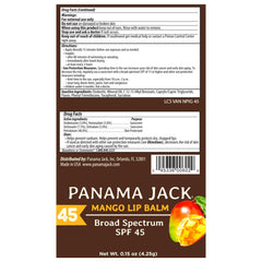 Panama Jack back packaging with ingredient panel for informed choice