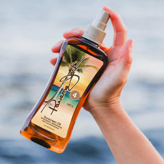 Panama Jack oil texture close-up highlighting moisturizing sheen and smooth spread