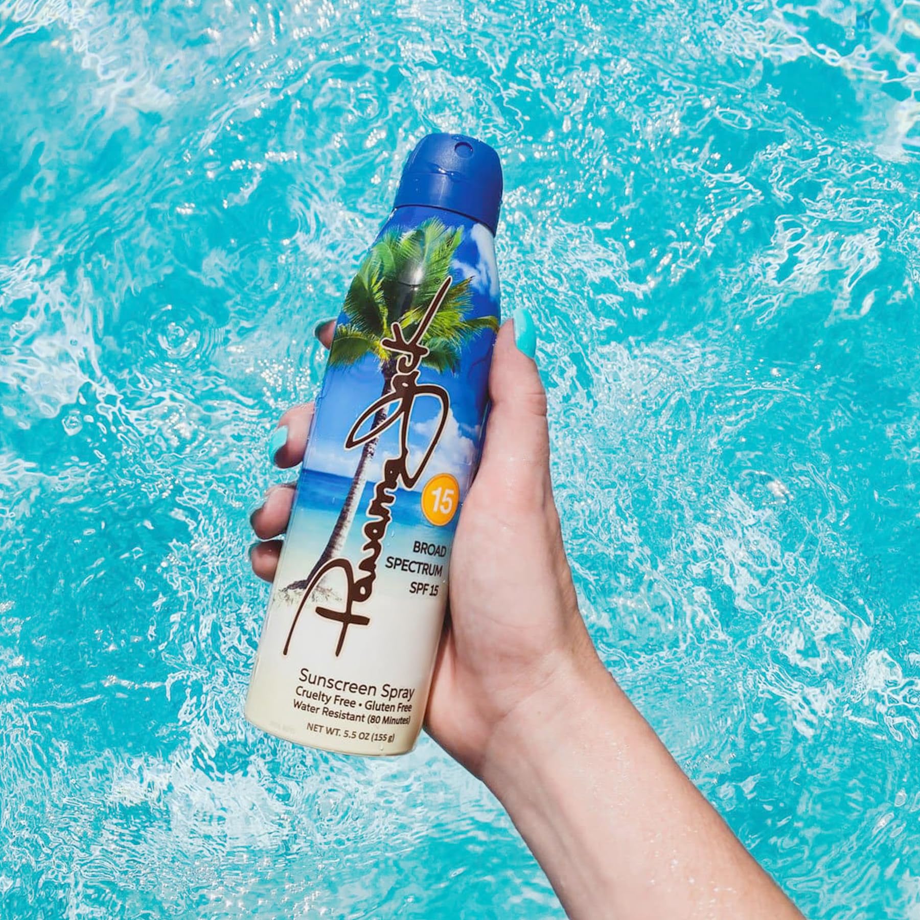 Panama Jack water splash image showing up to 80 minutes water resistance