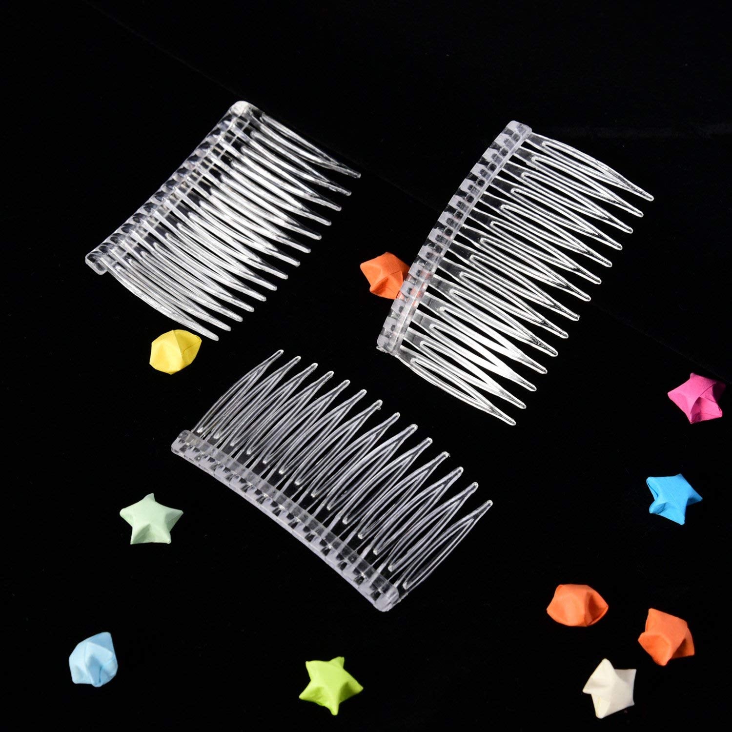 Pangda combs inserted into a bridal veil demonstrating invisible attachment