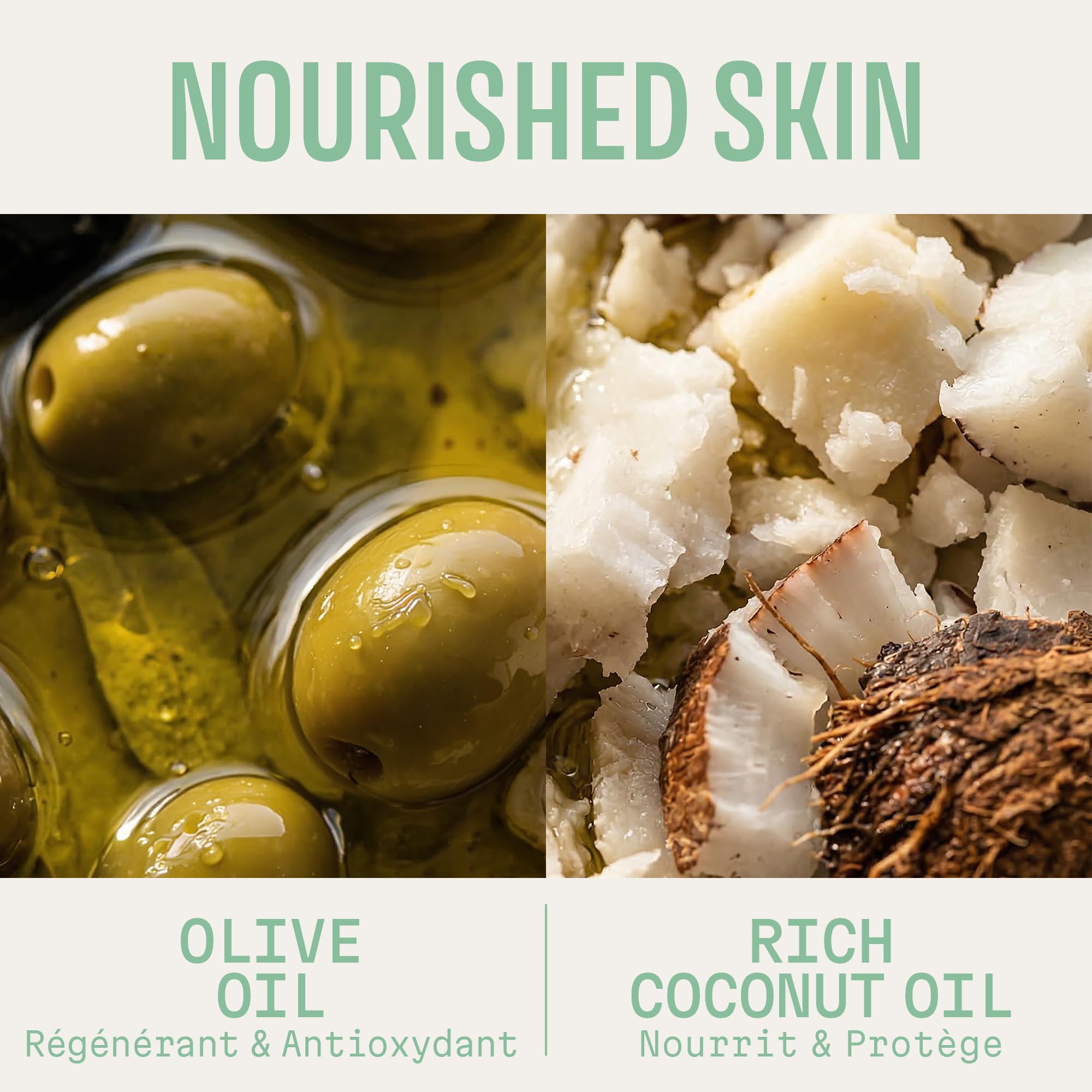 Panier des Sens label close-up listing vegetable oils and natural ingredients