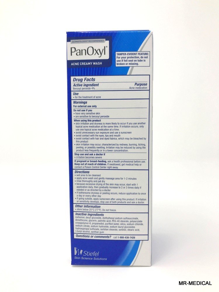 PanOxyl 4 creamy wash texture close-up showing smooth lather and cleansing action