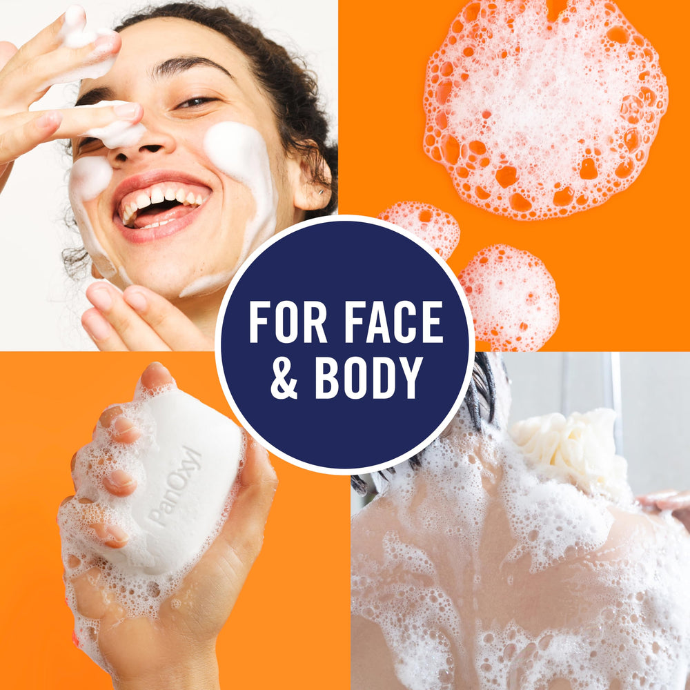 PanOxyl in shower washing chest and back to help unclog pores