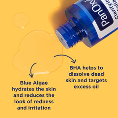 PanOxyl clear liquid texture on hand illustrating lightweight absorption benefit