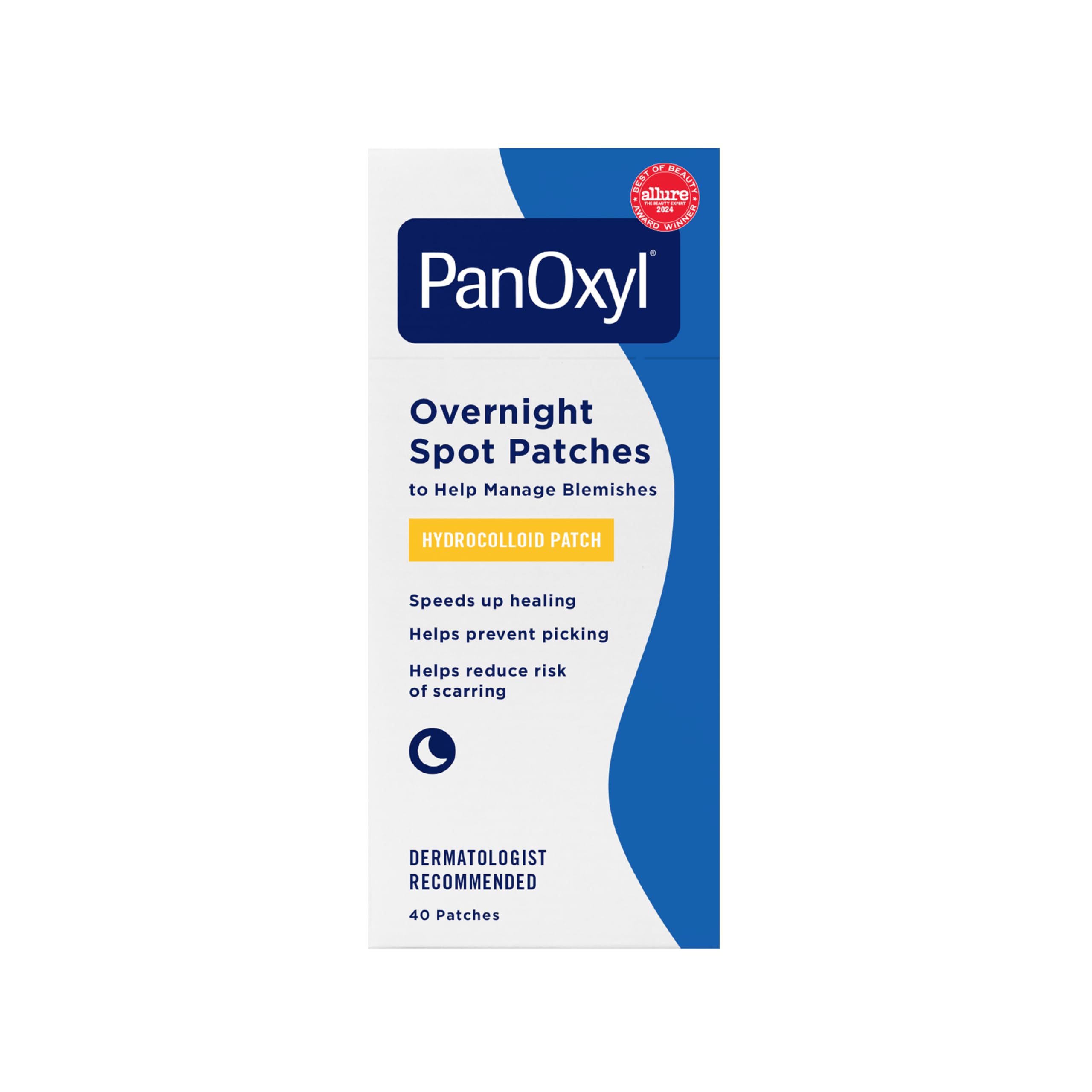 PanOxyl front packaging showing product name and 40 count benefit