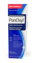 PanOxyl front packaging showing bottle and label, clear acne cleansing benefit