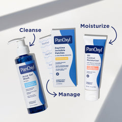 PanOxyl tube beside a hand for size comparison and travel-friendly benefit
