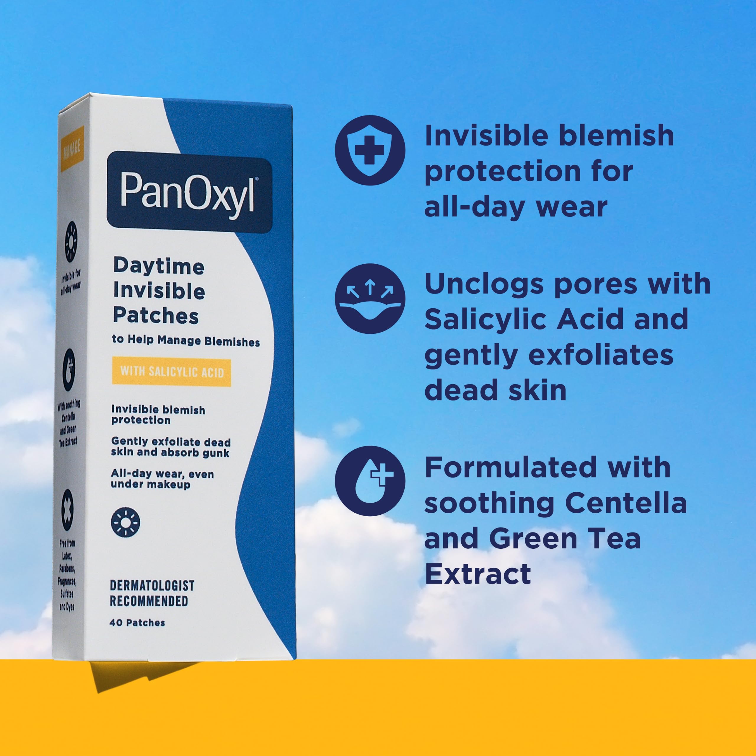 PanOxyl clear patch close-up showing thin texture and discreet finish