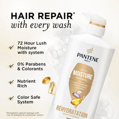 Pantene back label with ingredients and usage directions for gentle cleansing
