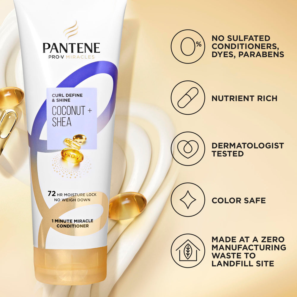 Pantene before and after curls with enhanced definition and shine