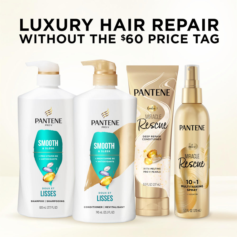 Pantene before and after image showing reduced frizz and improved smoothness