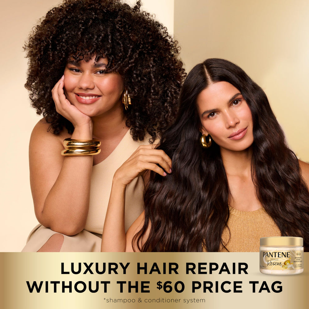 Before and after hair strands treated with Pantene showing smoother texture