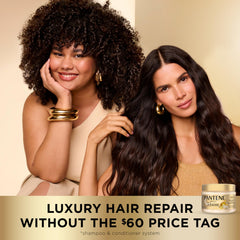 Before and after hair strands treated with Pantene showing smoother texture