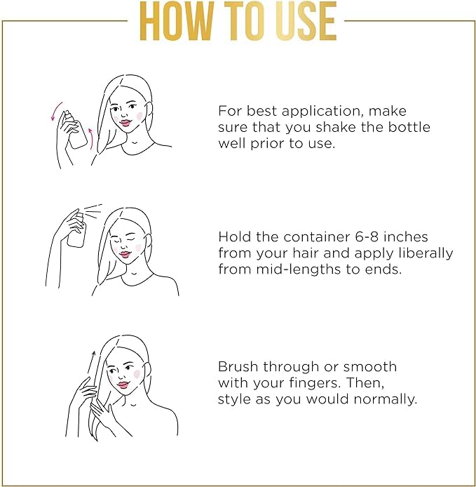 Pantene dry conditioner mist being applied to styled hair to reduce frizz and refresh look