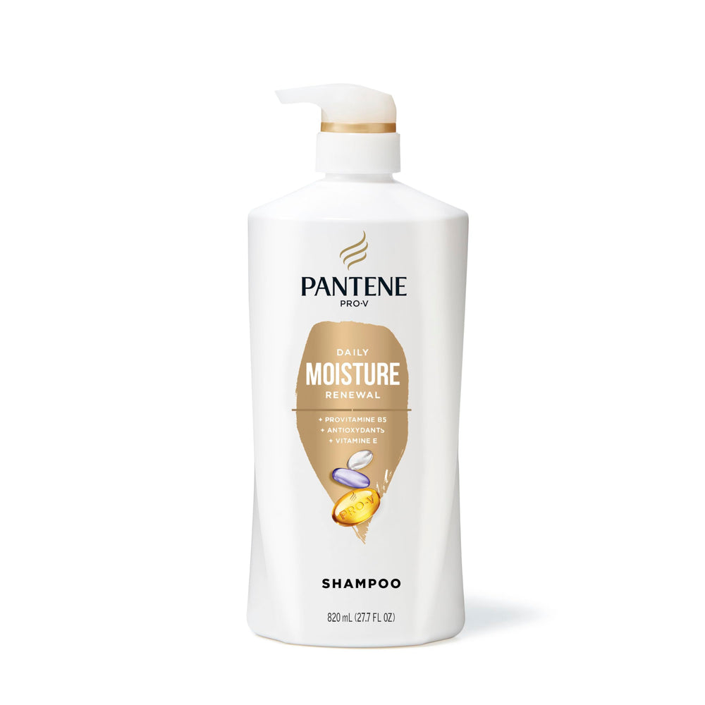Pantene front bottle showing Daily Moisture Renewal label and hydration benefits