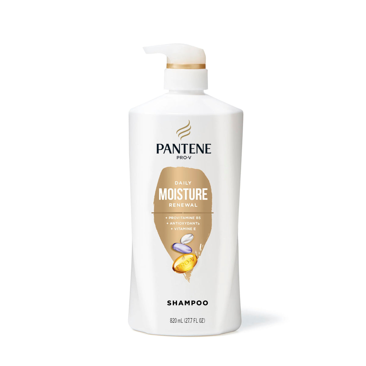 Pantene front bottle showing Daily Moisture Renewal label and hydration benefits