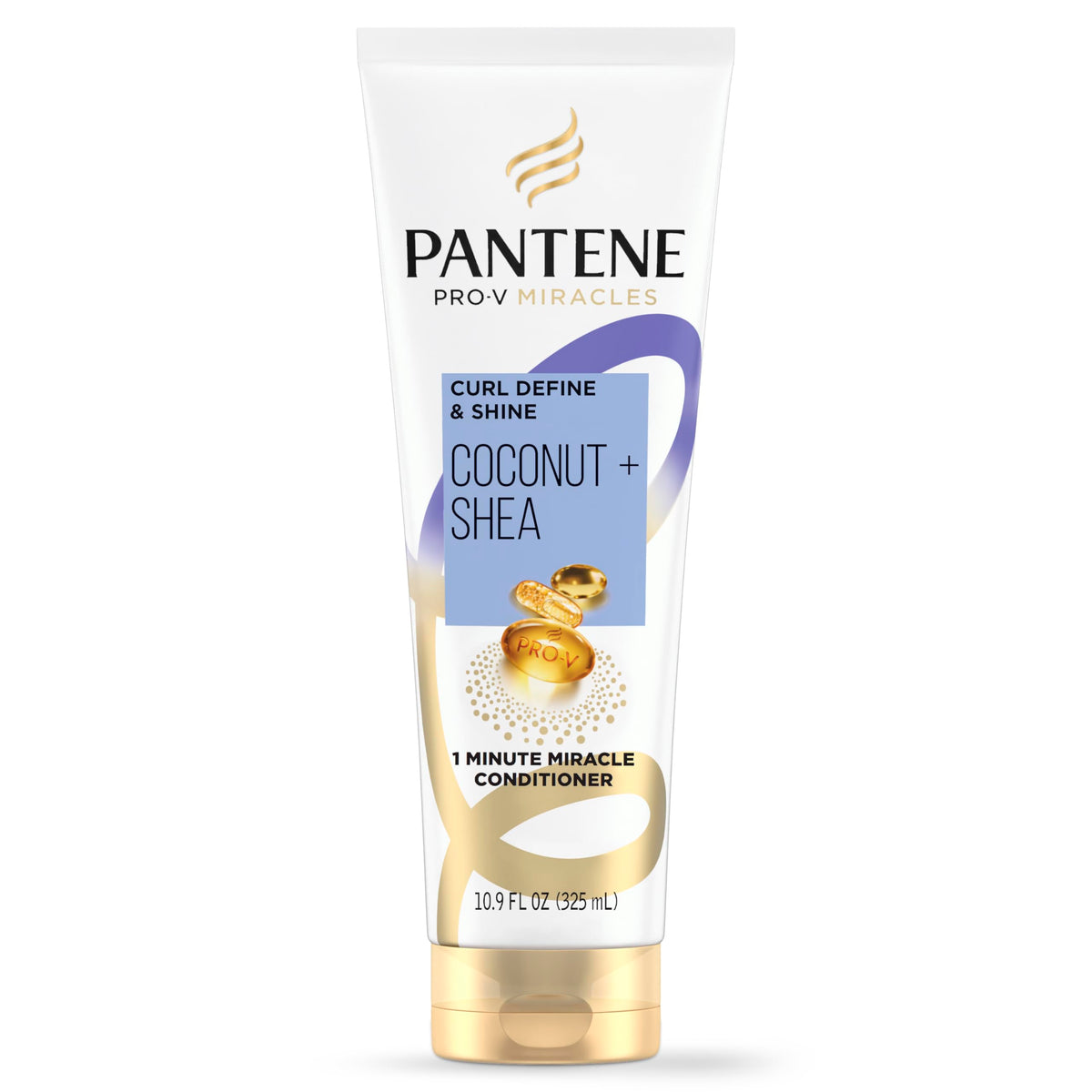 Pantene front packaging showing curl define bottle and quick results