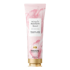 Pantene front packaging showing bottle and rose water benefits