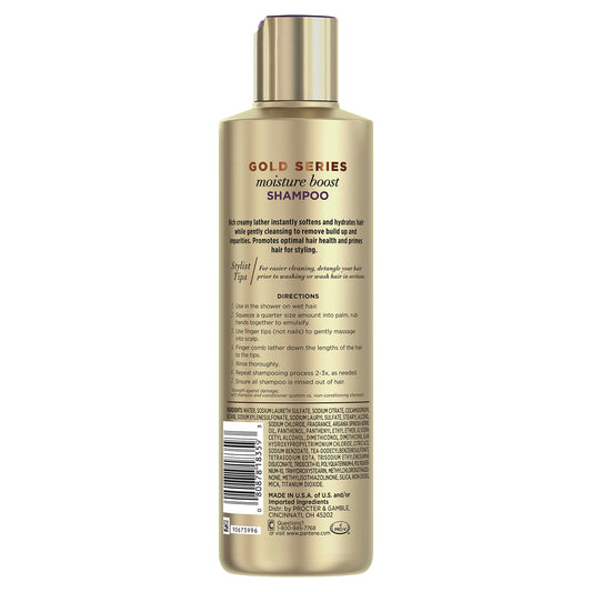 Pantene back label close-up highlighting ingredients and directions