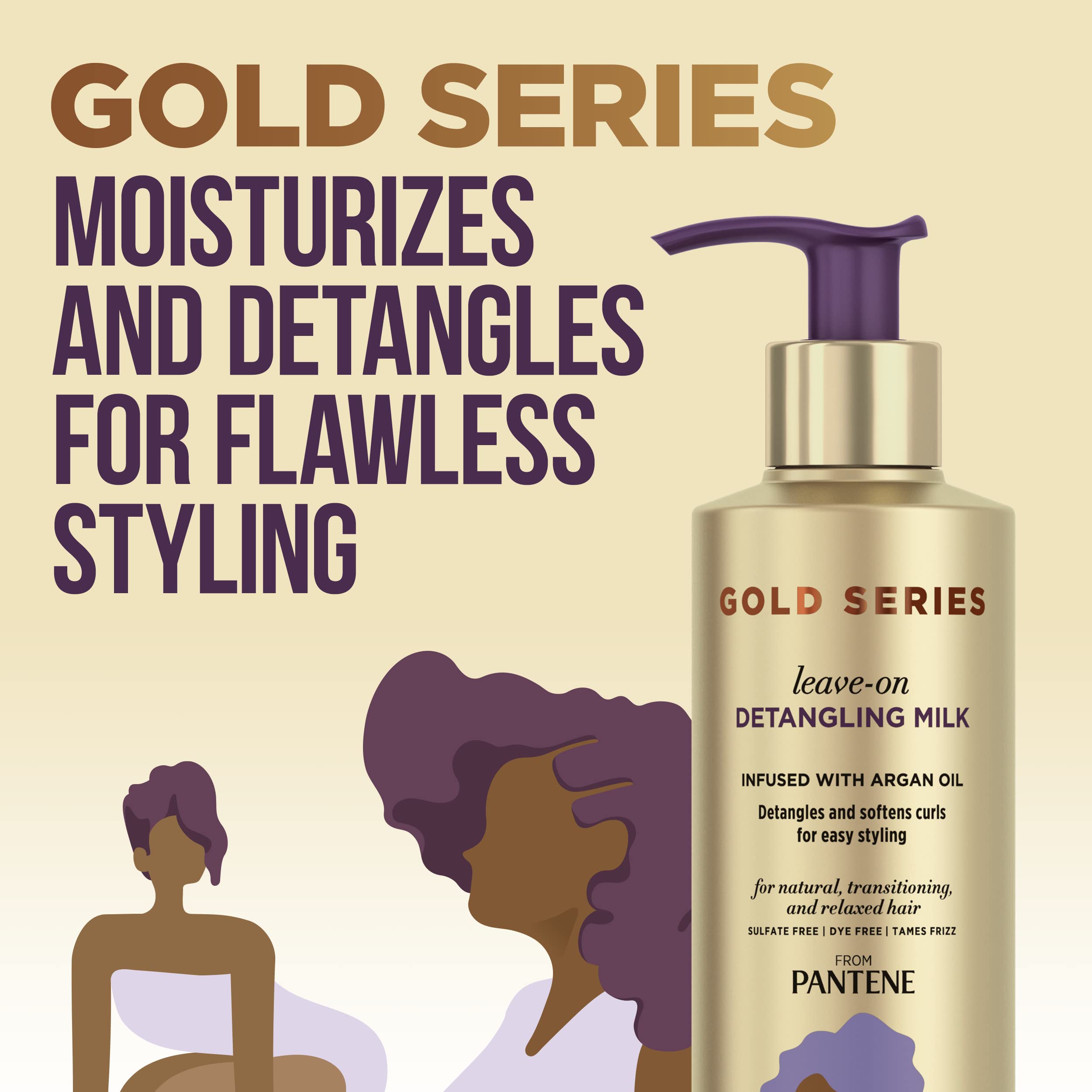 Pantene Gold Series pump dispenser close-up, easy one-handed application benefit