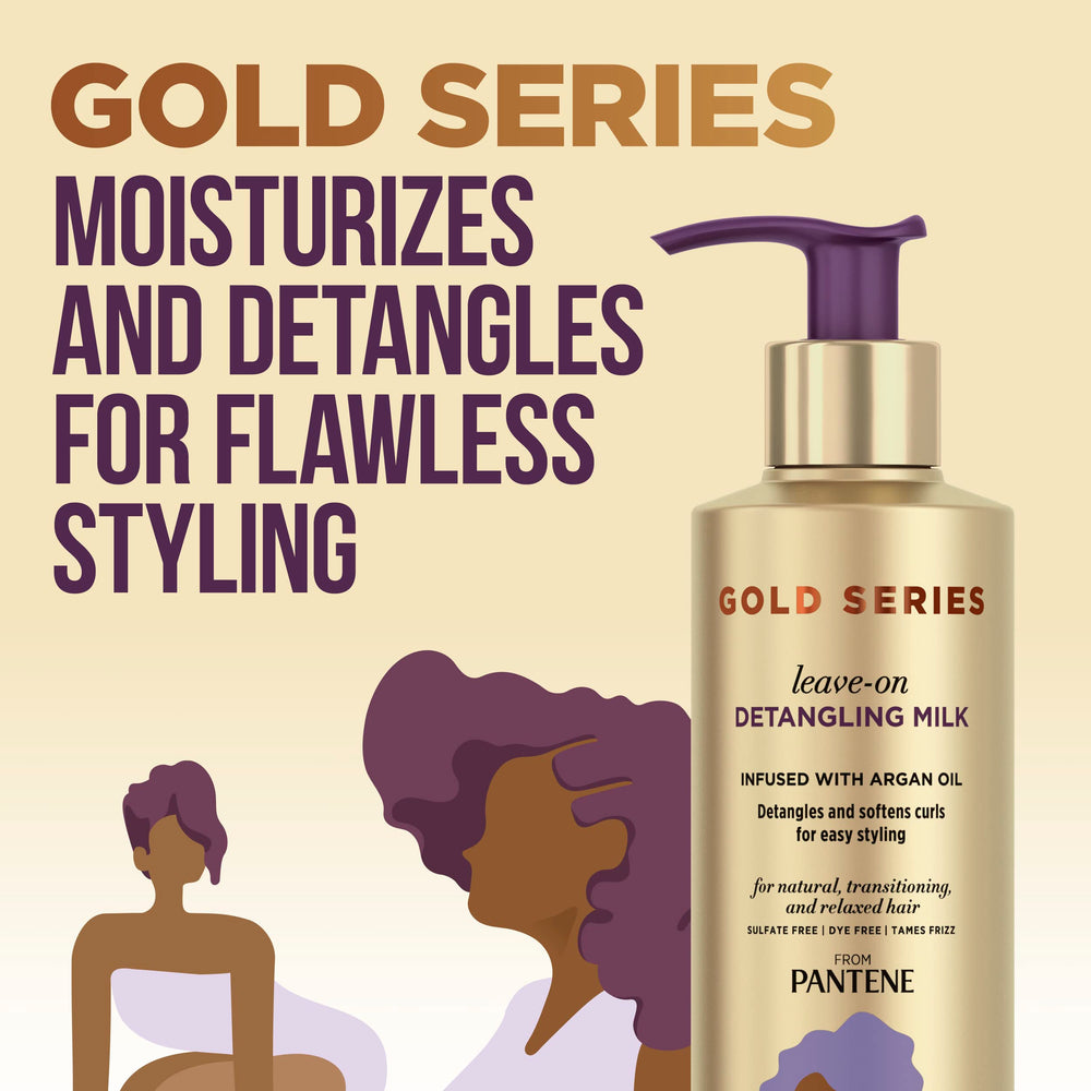 Pantene Gold Series pump dispenser close-up, easy one-handed application benefit
