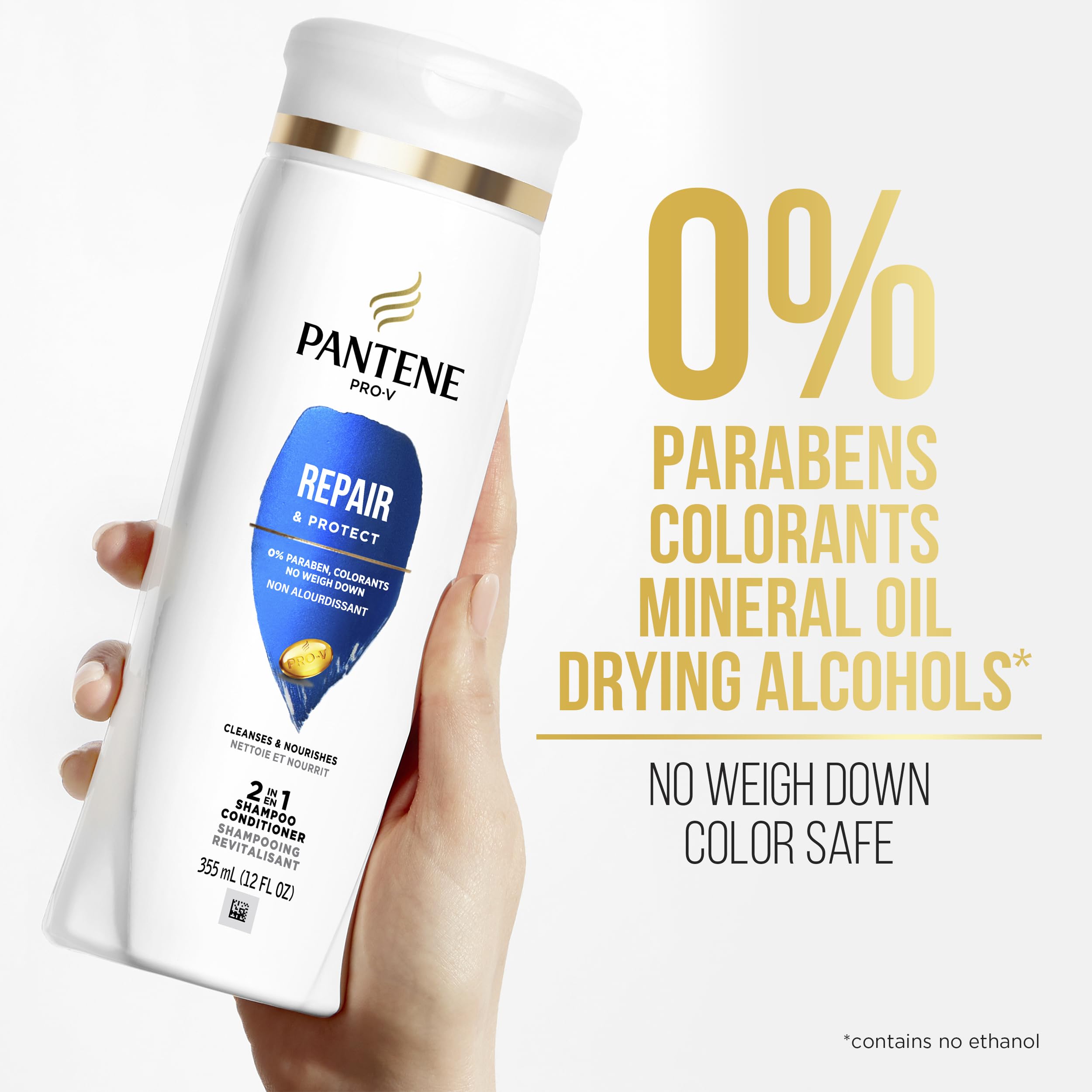 Pantene product used to detangle hair in hand for smoother strands