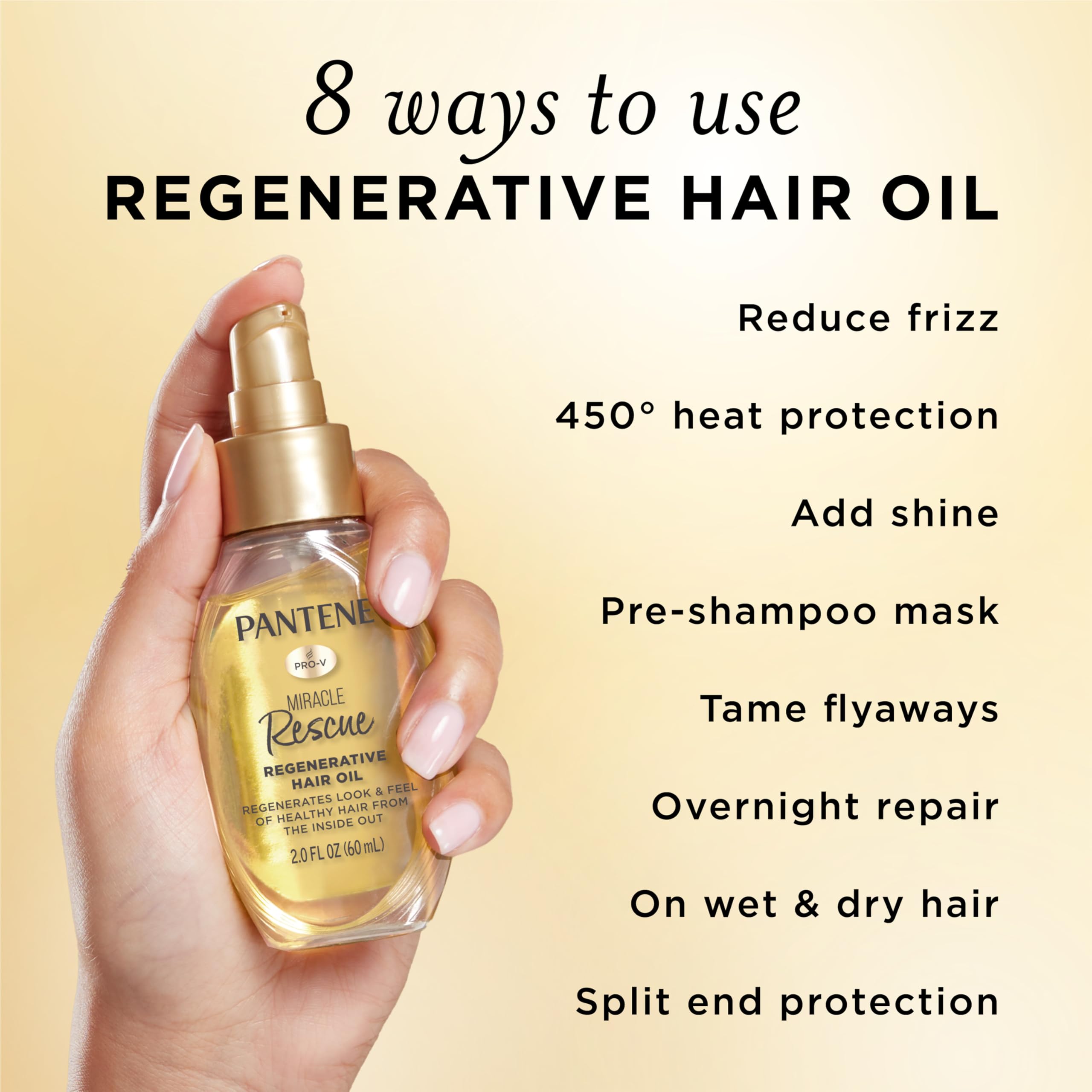 Pantene bottle beside styling tools showing ready‑to‑use salon results at home