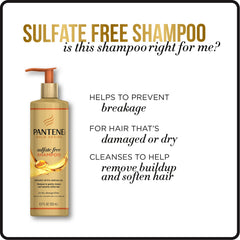 Person washing curly hair with Pantene Gold Series demonstrating reduced buildup benefit