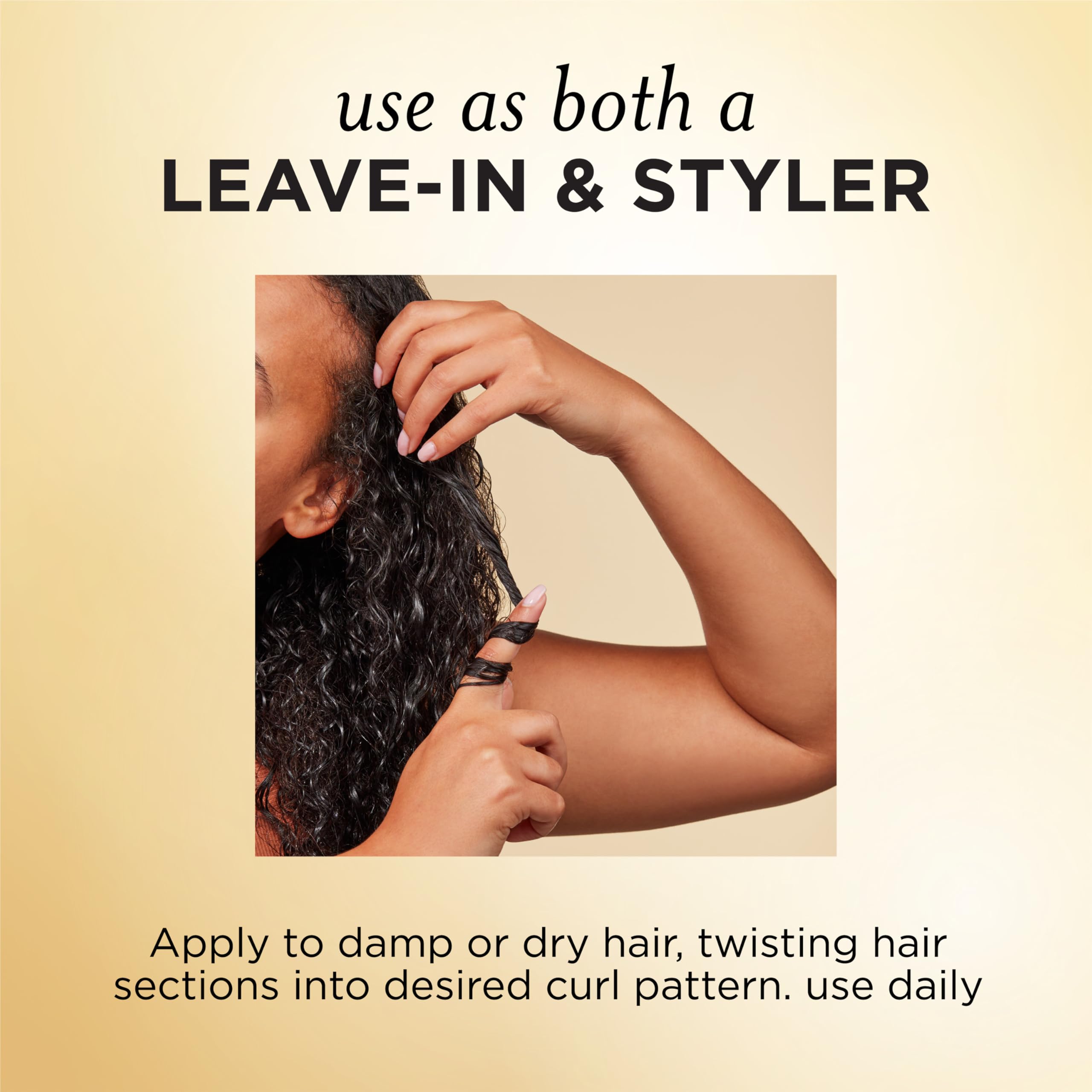 Pantene being applied with fingers to twist curls for defined, touchable pattern