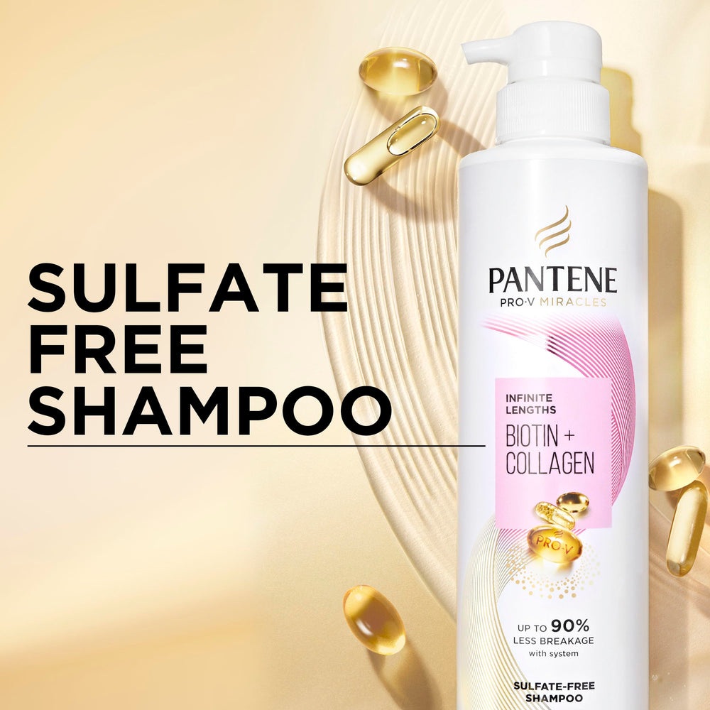 Person using Pantene in shower showing reduced breakage benefit
