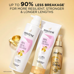 Pantene on a bathroom shelf in a bright lifestyle setting suggesting daily use